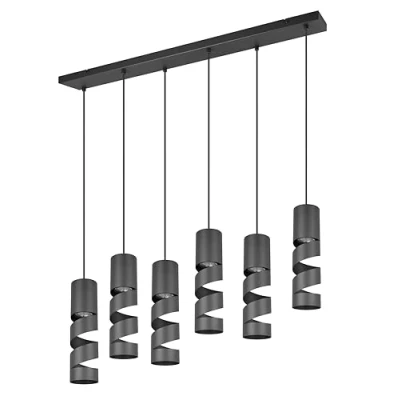 Immagine di Trio Lighting Lampada A sospensione Stream, nera Lunghezza 100 cm 6 luci in metallo GU10