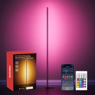Immagine di SwitchBot Matter Lampada da Terra LED, RGBCCT Piantana Compatibile con Apple Home, Alexa, Google Telecomando e App, Luce Calda/Fredda, 16 Mln Colori, Musica Sincronizzazione