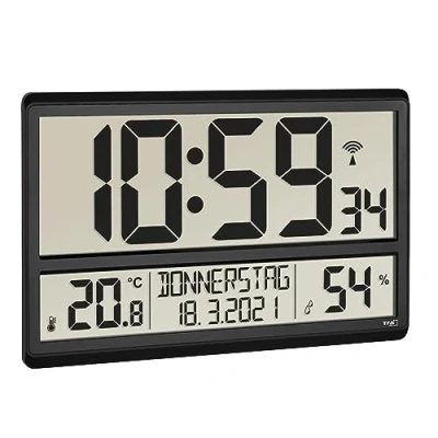 Immagine di TFA Dostmann 60.4520.01 Radiocontrollato Orologio da parete 360 mm x 28 235 Nero Display grande