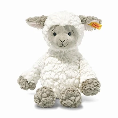 Immagine di Steiff 073427 Peluche Lita Di Agnello, Morbido Cuddly Friends, Circa 30 cm, Con Bottone All&#039;Orecchio, Per Bambini Dalla Nascita, Colore: Bianco/Marrone