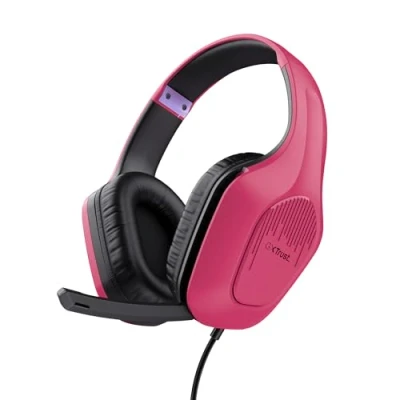 Immagine di Trust Gaming GXT 418P Rayne Cuffie Leggere per PC Xbox PS4 PS5 Switch Mobile, Driver da 50 mm, Jack Audio 3.5 Cavo 2m, con Microfono Over Ear, Rosa