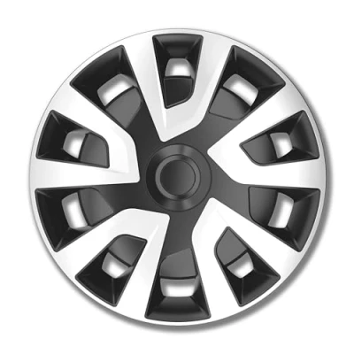 Immagine di PETEX Copricerchi da 16 pollici, 4 pezzi, per auto, Revo Van Bus, camper, plastica ABS, colore nero/argento