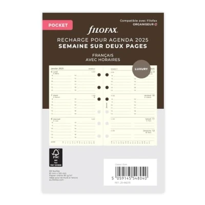 Immagine di Filofax Pocket 1 settimana su 2 pagine di cotone crema francese 2025