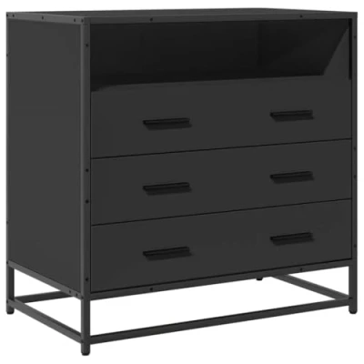 Immagine di vidaXL Cassettiera Nera 70x41x70 cm in Legno Multistrato, Mobile con cassetti, credenza, credenza Contenitore