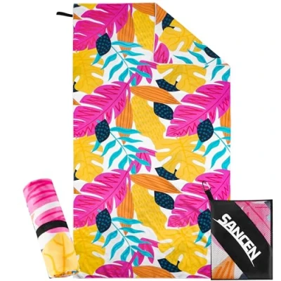 Immagine di Telo Mare xxl 90x180 cm, Asciugamano Grande In Microfibra Ad Asciugatura Rapida, Bagno Senza Sabbia, Coperta Da Spiaggia Donna (rosa)