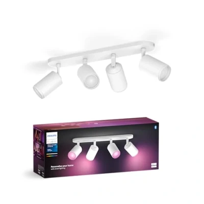 Immagine di Philips Hue White &amp; Color Ambiance Fugato Spot 4 flg. bianco 4x350lm, dimmerabile, 16 milioni di colori, controllabile tramite app, compatibile con Amazon Alexa (Echo, Echo Dot)