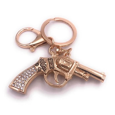 Immagine di H Customs Ciondolo a Forma di Portachiavi in ??Metallo Dorato con pistone Revolver