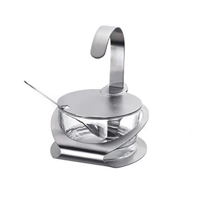Immagine di Westmark Contenitore per parmigiano o zucchero, Con base, coperchio e cucchiaio, 4 pz., Capacità: 150 ml, Acciaio inox/Vetro, Wien, Argento/Trasparente, 65112260