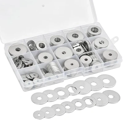 Immagine di 225pcs Rondelle Piatte Acciaio Inossidabile, Assortimento di Set Utensili Manuali per Impianti Idraulici e Bloccaggio Diverse Dimensioni M3 M4 M5 M6 M8 M10 M12