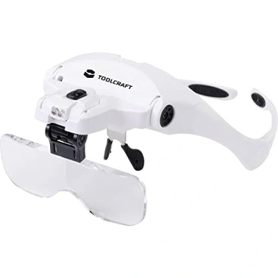 Immagine di TOOLCRAFT 2469761 Occhiali dingrandimento con illuminazione LED Ingrandimenti: 3.5 x, 2.5 2.0 1.5 1.0 x Lente: (L L) 95 mm 34