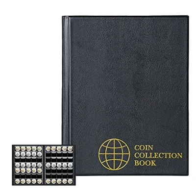 Immagine di Album Libro Supporto da 350 tasche per raccolta di monete Griglia 1,2x1,4 pollici, 10 pagine Formato lettera, 3.0x3,5 cm Tasca CS0235BK, nero