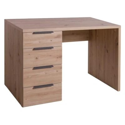 Immagine di Composad Scrivania della Linea ESPRESSO con 4 Cassetti, Ufficio Elegante e Moderna, per PC, (LxAxP) 110x75,4x59,6 cm, Colore Rovere Oak Mielato, Made in Italy