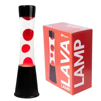 Immagine di Fisura Lampada di lava rossa. Base nera, liquido trasparente e Effetto rilassante. Con lampadina ricambio. 11 cm x 39,5 cm.