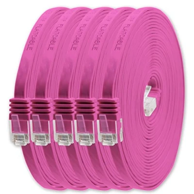 Immagine di 1aTTack.de 1m magenta 5 pezzi Cavo di Rete Ethernet Cat6 Piatto Lan Gigabit RJ45 Cat 6 compatibile Cat5 Cat5e Cat7 Cat8