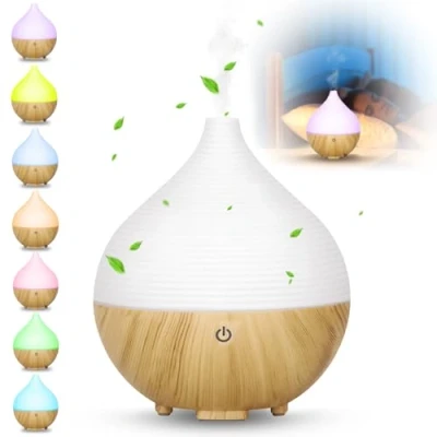 Immagine di MTINRNI Diffusore di Oli Essenziali,160ml Aromi Ultrasuoni,Diffusore Aromatico a Grana Legno,con 7 LED Colori,Profumatore per Ambienti,Umidificatore Ambiente.per Ambienti, Casa, Yoga.