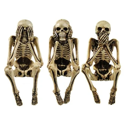 Immagine di Nemesis Now NEM4341 Statuetta a scheletro con tre saggezze, 24 cm, avorio
