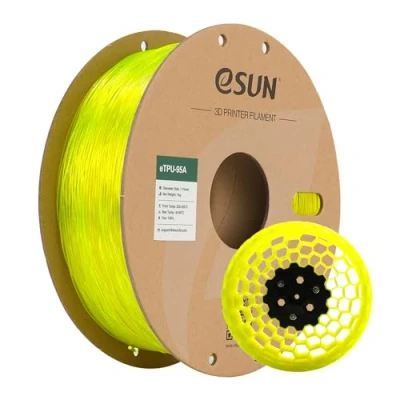 Immagine di eSUN Filamento TPU Flessibile 1.75mm, per Stampante 3D 95A, Precisione Dimensionale +/ 0.05mm, Bobina da 1kg (2.2 libbre) Stampa Stampanti 3D, Giallo Trasparente