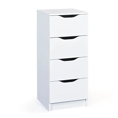 Immagine di Inter Link Cassettiera 4 Cassetti Credenza Buffet Melamina Bianco con maniglie incassate Westphalen