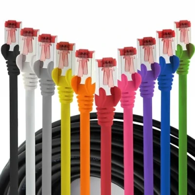 Immagine di 1aTTack.de 10x 0,25 m cavo patch CAT6 S/FTP schermatura PIMF CAT.6 di rete RJ45 Ethernet DSL router LAN switch modem pannello 10 colori