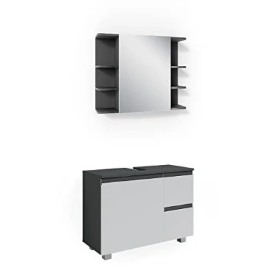 Immagine di Vicco set mobili bagno J Shape, Bianco/Antracite, 2 parti