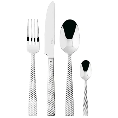 Immagine di Sambonet Cortina 52522 81 set di Posate da Tavola acciaio inox 18/10, per 6 persone, 24 pezzi: forchette, cucchiai, coltelli, cucchiaini tè