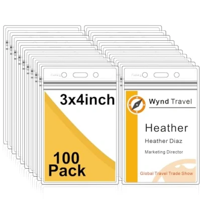Immagine di Fushing 100 bustine verticali di plastica trasparente per contenere tesserini o carte L Clear