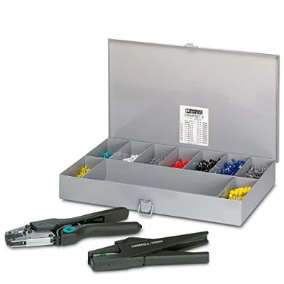 Immagine di Kit Pinza crimpatrice 1102 parti Boccola 0.25 fino a 6 mm² incl. Assortimento di capicorda e valigetta metallo, spelacavi Phoenix Contact
