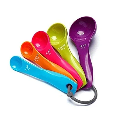 Immagine di cucchiai dosatori, colori misti, da cucina Set 5 per misurare ingredienti secchi e liquidi