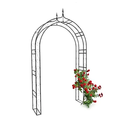 Immagine di Relaxdays Arco per Rose Rampicanti, HLP: 242x138x35,5 cm, Struttura Resistente alle Intemperie, Design Romantico, Nero