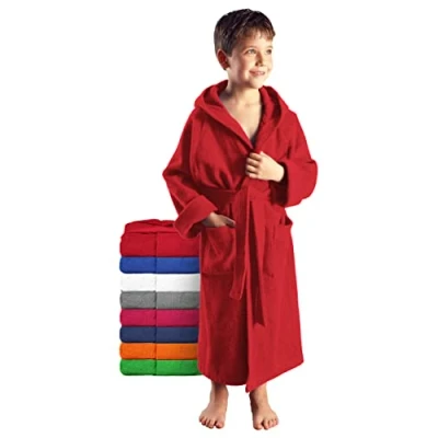 Immagine di Arus Accappatoio per Bambino e Bambina, 100% Cotone Spugna, con Cappuccio, Ampia Scelta di Colori, Rosso, 128