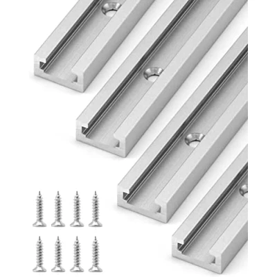 Immagine di QWORK® 300mm T Slot Track in Lega di Alluminio, con Viti Autofilettanti per Router Table Saw Falegname, 19 x 10 mm, 4 Pezzi