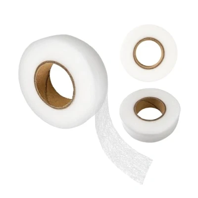Immagine di nastro termoadesivo 25 metri di larghezza 20 mm colore bianco, in poliammide, orlo tessuto non per riparare e toppare tessuti, tenda, pantaloni, jeans