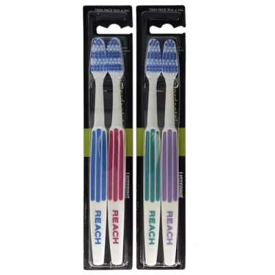 Immagine di REACH Essential Care Interdental Duro Spazzolino, Confezione Doppia x 2, Testa piena Hard Setole Spazzolini manuali, Varietà di colori Multipack, Quotidiano Orale Smalto Cure odontoiatriche