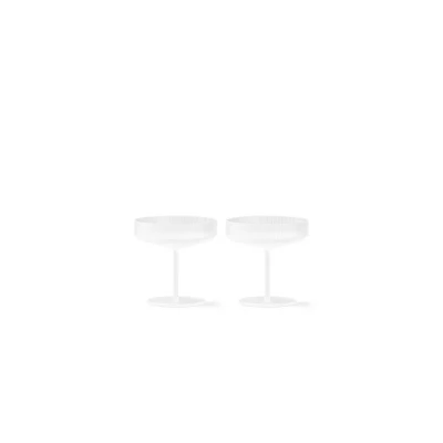 Immagine di ferm LIVING Ripple coppa champagne, bianco, 150 ml, vetro, set di 2