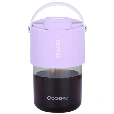 Immagine di BELLE VOUS Tazza Plastica Viola con Coperchio e Cannuccia Bicchiere Portatile da 400 ml Senza BPA a Prova di Perdite per Caffè Freddo, Tè, Succhi, Acqua, Frullati Bevande Calde/Fredde