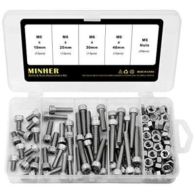 Immagine di M6 Viti a Testa Esagonale con Esagono Incassato in Acciaio Inossidabile 304 Kit di Bullone e Dadi 10mm 20mm 30mm 40mm