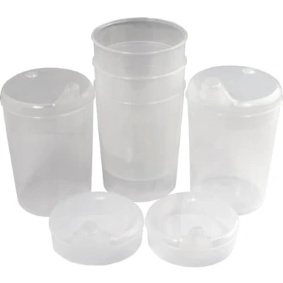 Immagine di Bricco con Beccuccio 250 ML Set 5 Basi + 10 Coperchio (Apertura Pezzi 12 x 10mm U.5 Stück 4 4mm) in Div. Mod. Colori di Medi Inn trasparente, Trinköffnung: mm