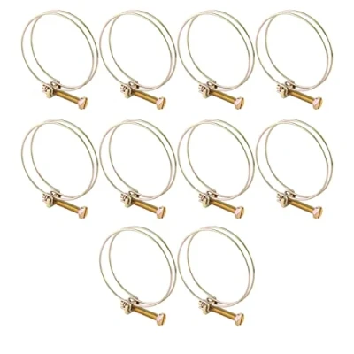 Immagine di Akozon 10 pz Fascette Stringitubo Acciaio Inox Zincatura Morsetto per Tubo Flessibile Fascetta Tubi Fissi Regolabile in Inossidabile con Doppio Filo (28 32 mm)