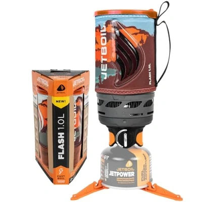 Immagine di Jetboil Flash Stufa portatile a ebollizione rapida da 1,0 l, per campeggio e zaino in spalla, con accensione automatica 1 passaggio, nuovo il 2025, bruciatore propano/isobutano tazza di