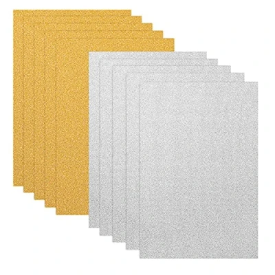 Immagine di Ultnice 10 fogli di carta A4 glitterata per fai da te (argento e dorato)