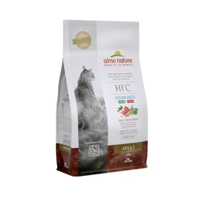 Immagine di almo nature HFC Adult Sterilized Mangime Secco, bilanciato e Completo per Gatti con 100% Manzo Fresco di qualità