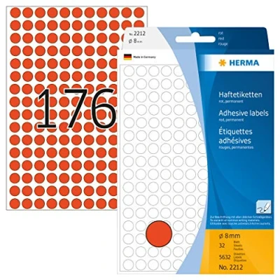 Immagine di Herma Multi purpose labels ø 8mm red 5632 pcs.