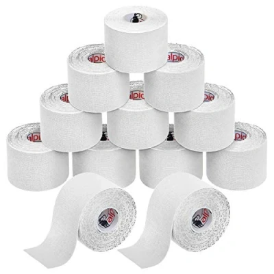 Immagine di ALPIDEX Nastro Kinesiologico Tanti Colori 1/3/ 6/12 Rotoli 5 m x 5,0 cm E Book Esempi Applicazione Tape Muscolare Cerotto, Colore:bianco, Quantità:12 rotolo