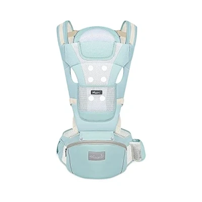 Immagine di SONARIN Marsupio Neonati Traspirante con Sedile per Bambini da 0 36 Mesi, Puro Cotone Portantina Ergonomico Bebè, Multiposizione, Dimensioni Regolabili, Fino a 30 KG(Verde)