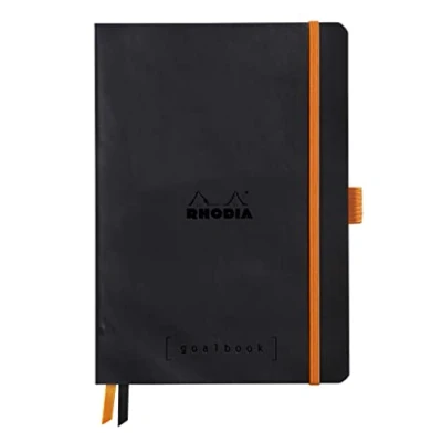 Immagine di Rhodia 117762C Taccuino morbido Rhodiarama Goalbook A5 (14,8x21 cm), 240 pag numerate, a quadretti 5x5,carta avorio Clairefontaine 90 g/m², 2 nastri segnalibro,copertina in similpelle nera