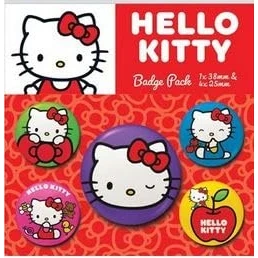 Immagine di Confezione di badge Hello Kitty, colori assortiti, Metallo