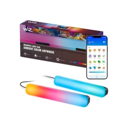 Immagine di WiZ Light Bars, 2 barre luminose Gradient, RGBIC, facile installazione e posizionamento versatile, connessione WiFi, controllo con App/Voice Control, compatibile Google Home, Alexa HomeKit