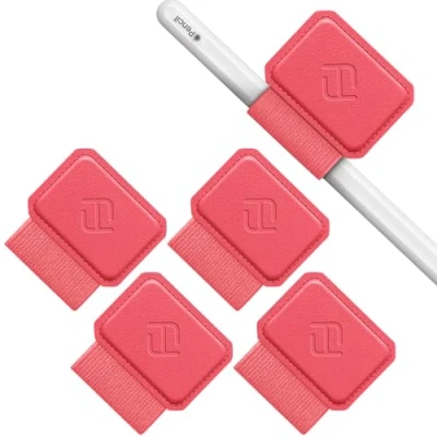 Immagine di FINTIE 4 Pezzi Portapenne Autoadesivo Compatibile con Apple Pencil Pro, (USB C) &amp; 2a/1a Gen e Penna Stilo Elastico Pen Holder per Tablet, Notebooks, Calendario, Rosa