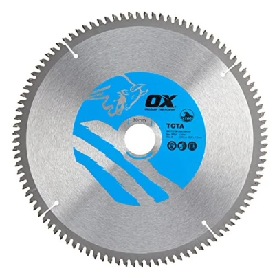 Immagine di OX Lama per sega circolare in alluminio, plastica, laminato, 250/30 mm, 100 denti TCG, colore: argento/blu