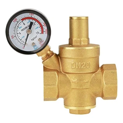 Immagine di Regolatore Di Pressione, Riduttore Pressione Dell&#039;acqua Regolabile In Ottone Dn20 Valvola Sfiato Con Manometro